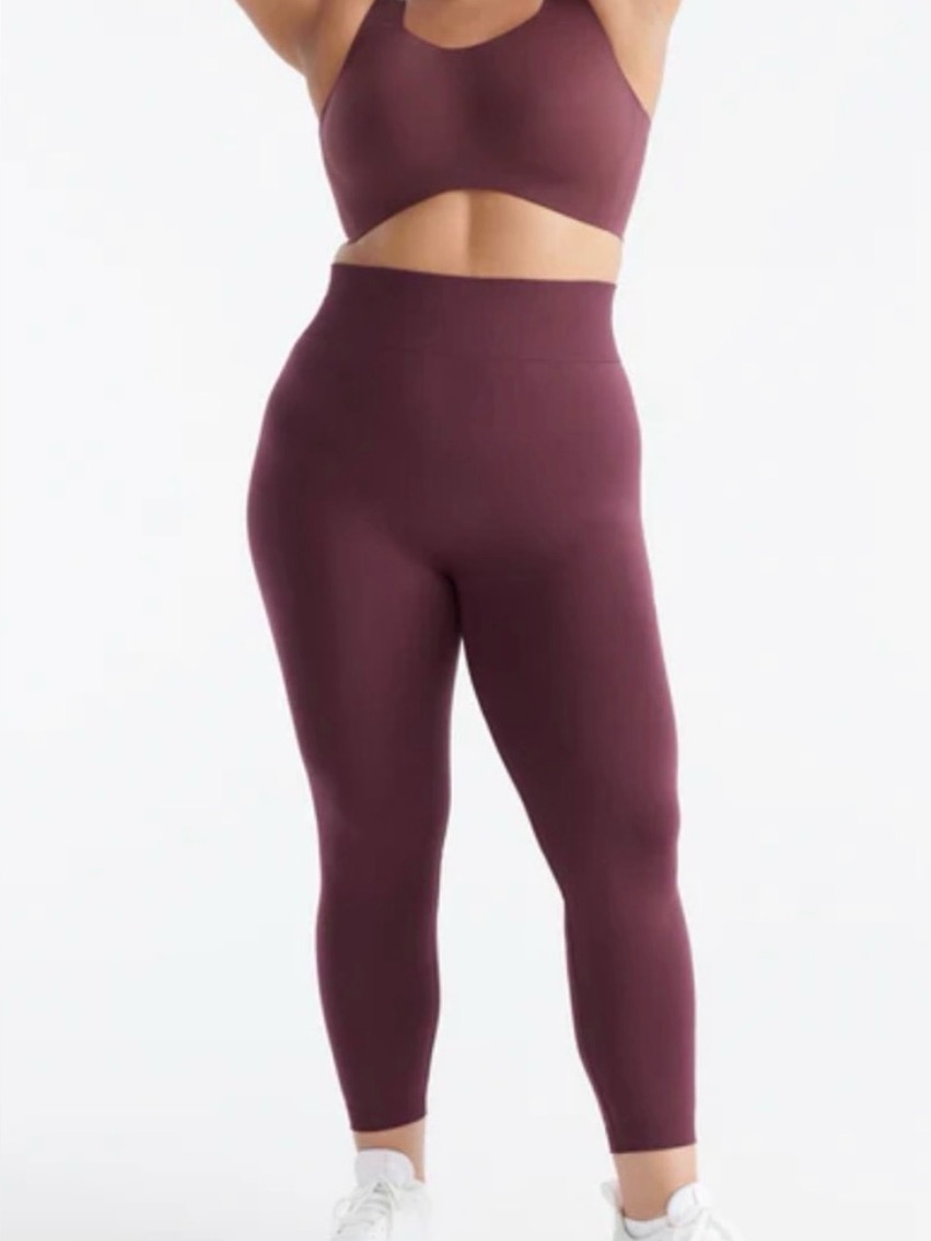 Knix Nwot Maroon High-Waist Seamless Leggings 24” Inseam Size Large